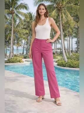 Lilly Pulitzer Kelly Pants Pink Stretch Cotton Straight Trousers Spring travel